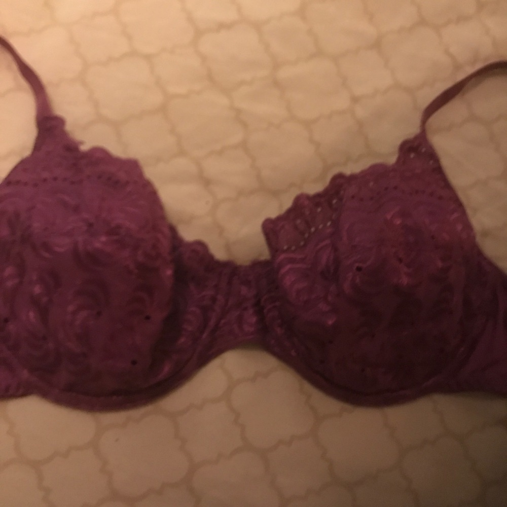 Size 38C burgundy bra - lacy look overlay&underwir